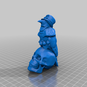 Steampunk Vrána na lidské lebce - gotická a detailní figurka