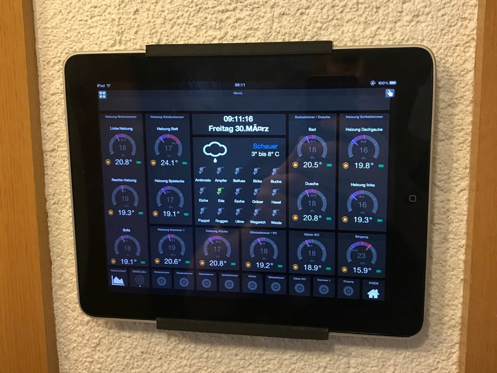 Montáž iPad 1 a 2 na stěnu pro ovládání vytápění FHEM
