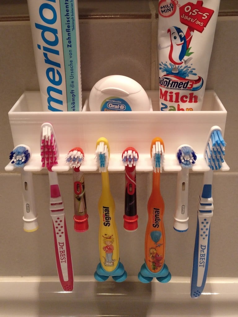 Nástěnný koupelnový organizér na zubní kartáčky a zubní pastu