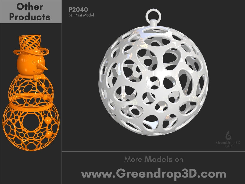 Vánoční koule - P2040 pro 3D tisk od Greendrop3D