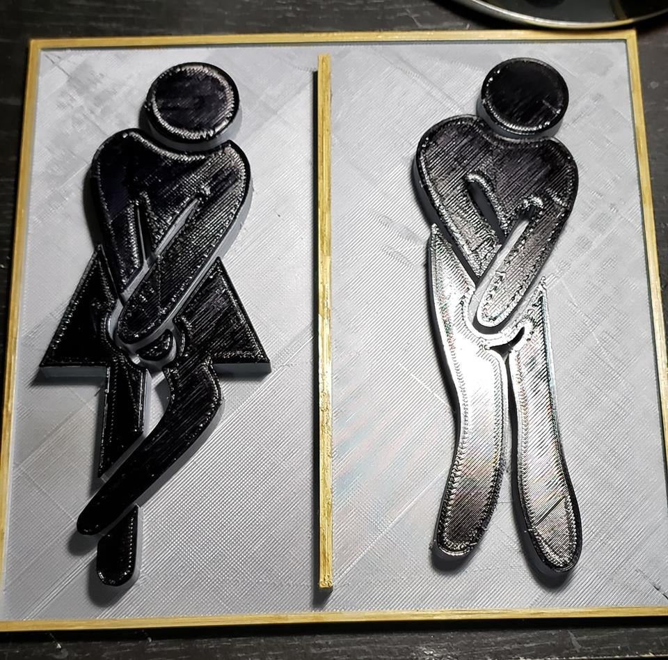 Restaurační cedule na toaletu - samostatná mužská a ženská verze