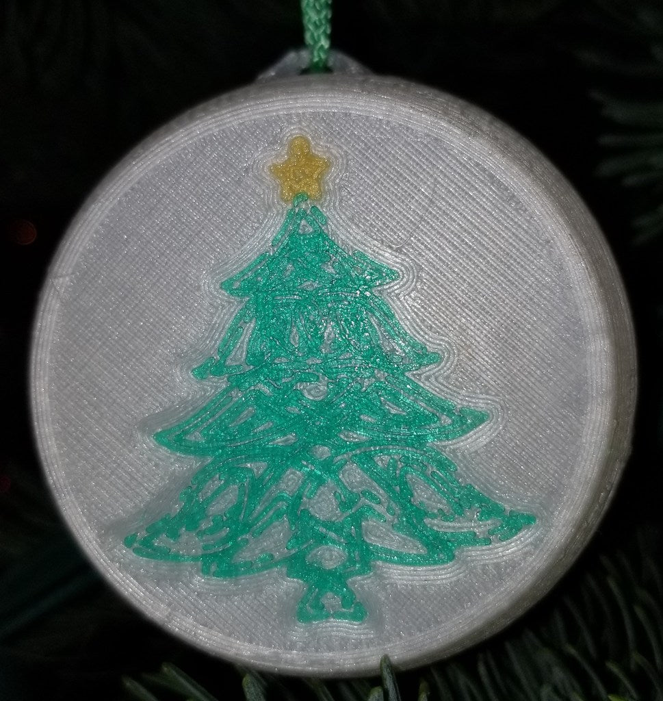 Více vánočních koulí s motivy anděla a vánočního stromku (jeden extruder, více barev)