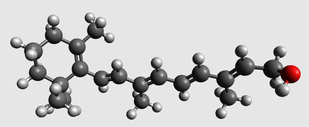 Molekulární model retinolu (vitaminu A) - model v atomovém měřítku