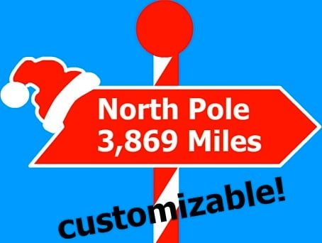 Vlastní značka se vzdáleností k severnímu pólu