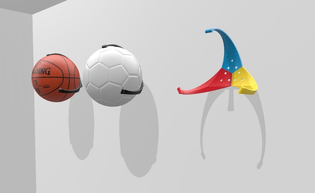 Nástěnný držák na míče velikosti fotbalu a volejbalu