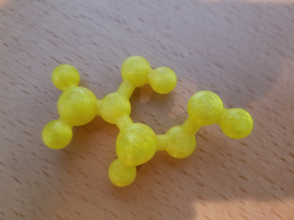 Molekulární modelování - vinylacetát - model hlavního monomeru slizu v atomárním měřítku