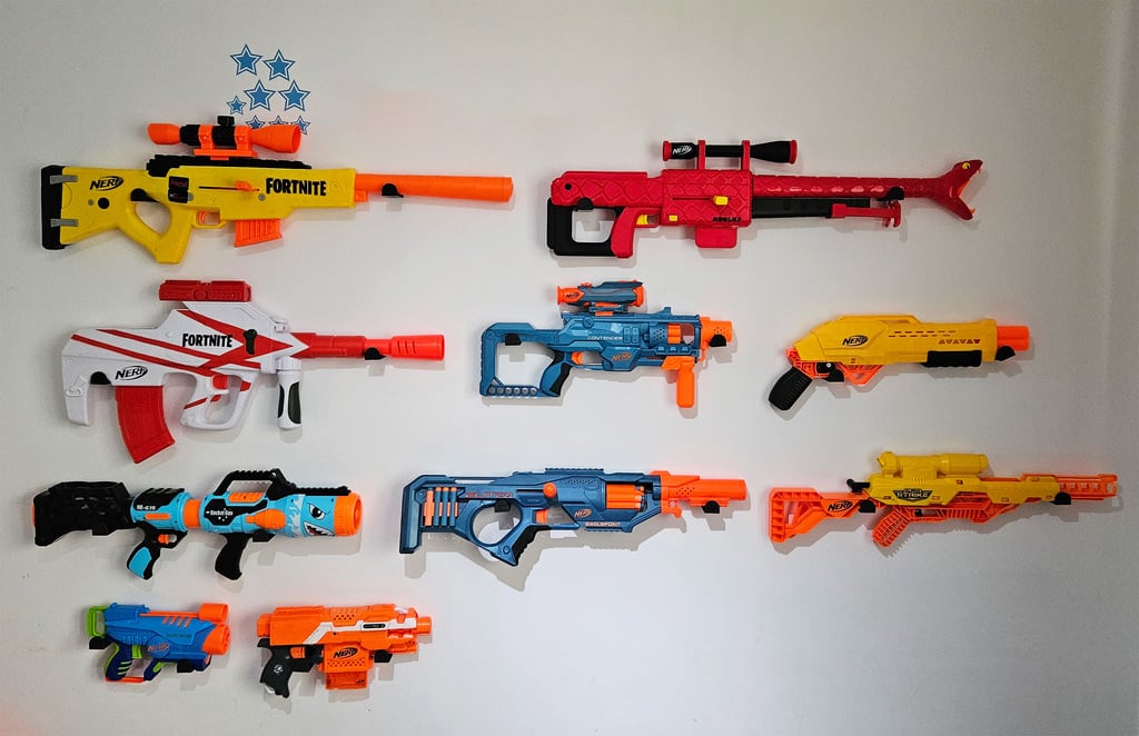 Sada 3 nástěnných držáků Nerf Gun s otvory 4,5 mm